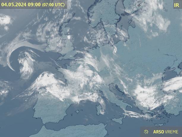 Satelitska slika oblačnosti nad Evropo