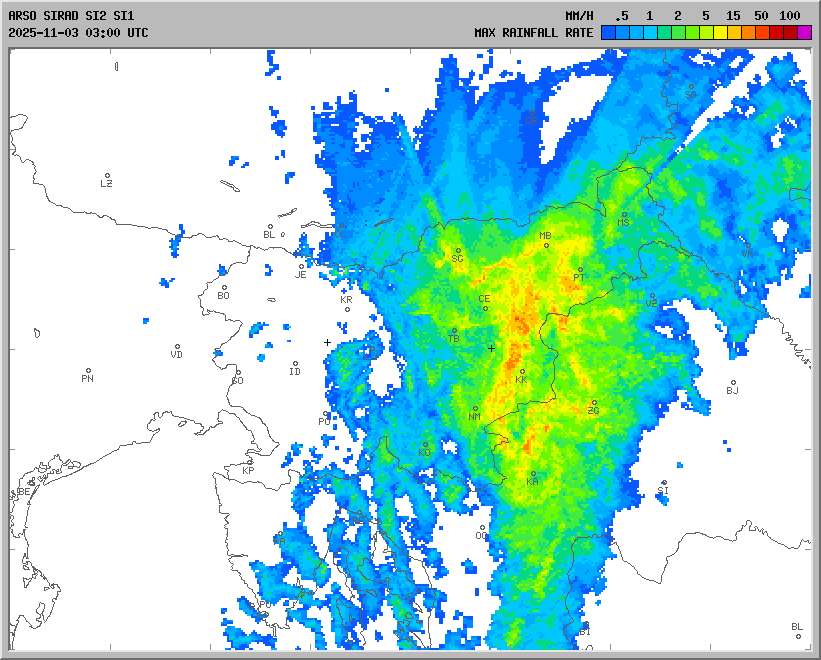 Radarska slika padavin